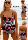 Destekli Yüksek Bel Etek Gürünümlü Bikini Takım